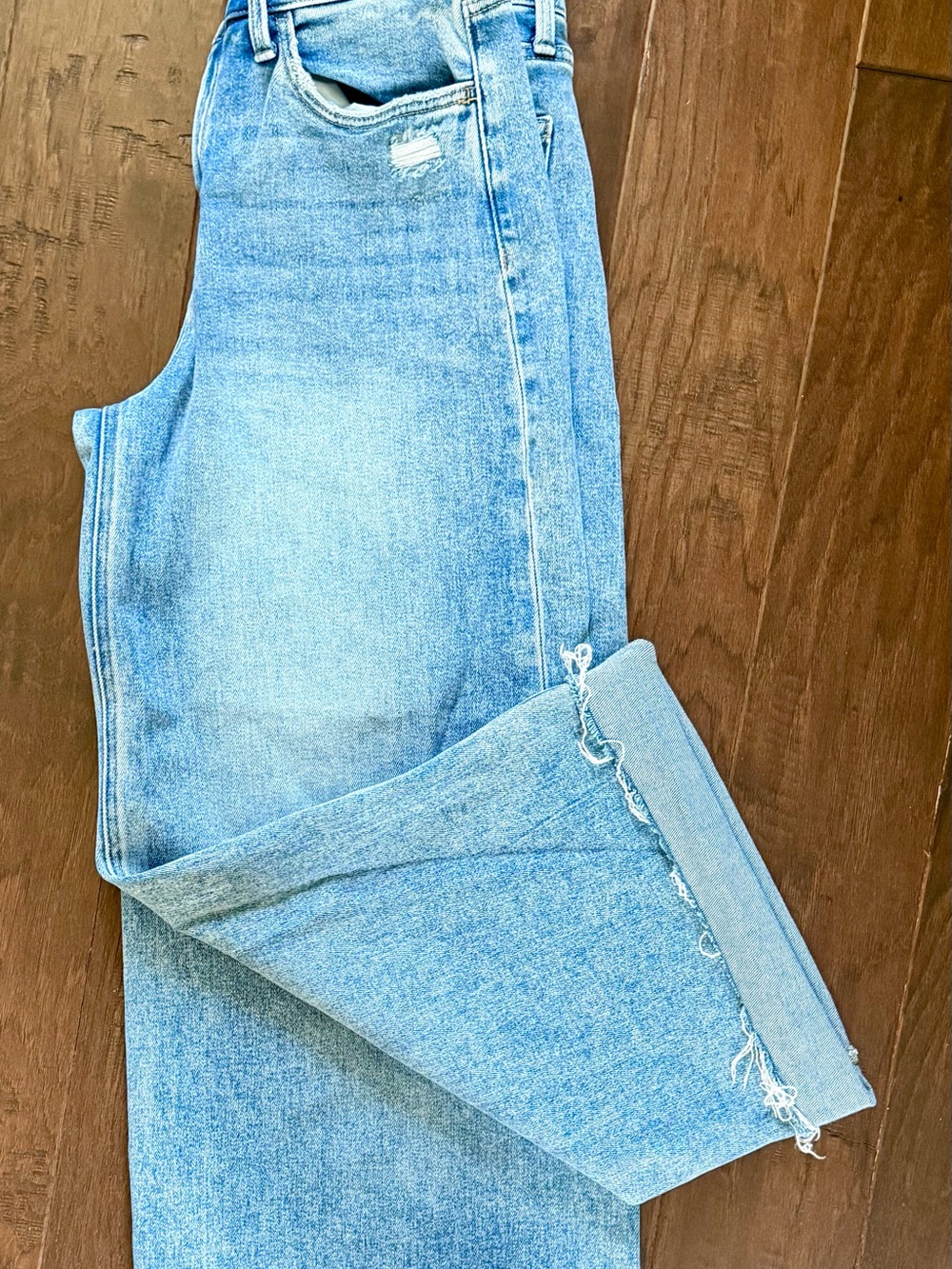 Flying Monkey Light Blue Wide Leg Jeans with Raw Hem